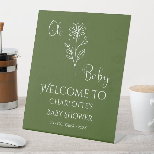 Signe De Table Oh Baby Minimalist Wildflower Baby Shower Welcome (In SItu)