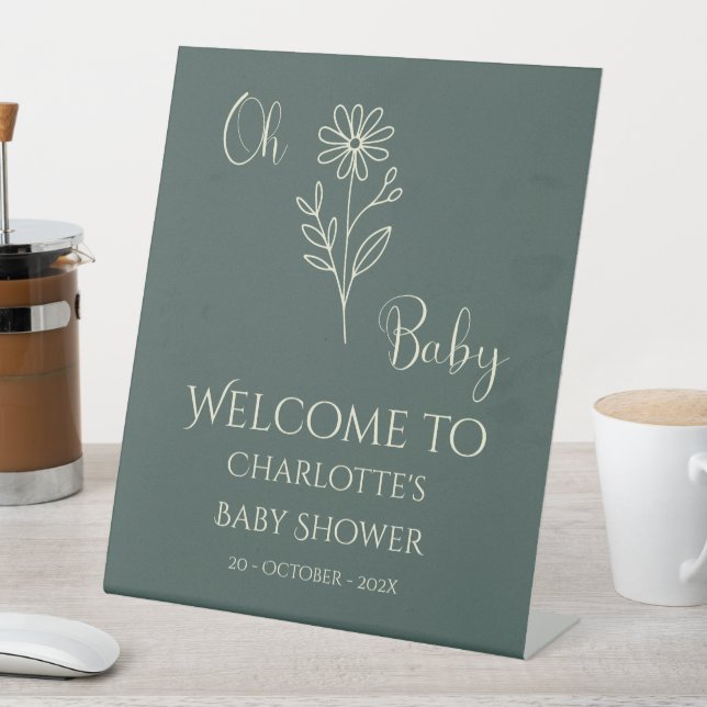 Signe De Table Oh Baby Minimalist Wildflower Baby Shower Welcome (In SItu)