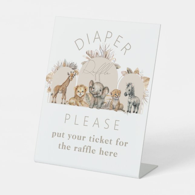 Signe De Table Oh Baby Safari Animaux Boho Baby shower Diaper (Recto)