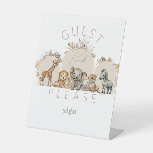 Signe De Table Oh Baby Safari Animaux Boho Baby shower livre d'or (Recto)