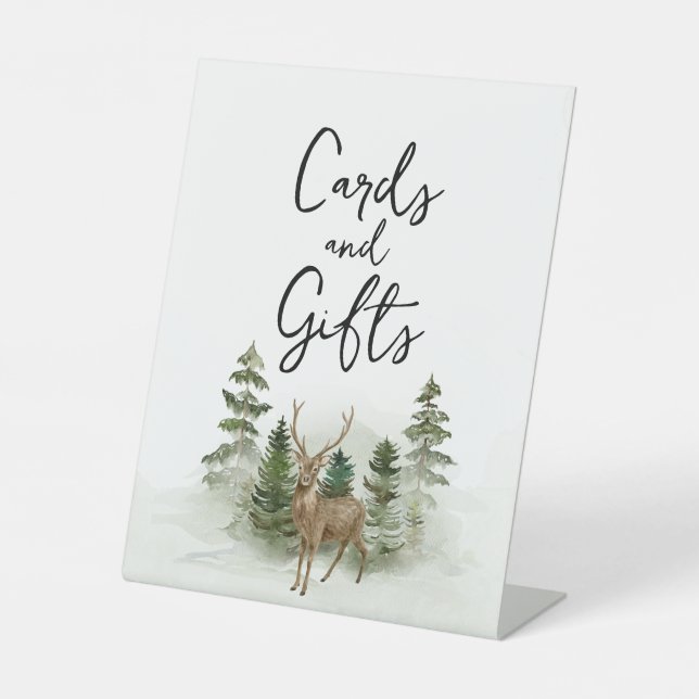 Signe De Table Oh Baby Woodland Aquarelle Cartes Rustiques Cadeau (Recto)