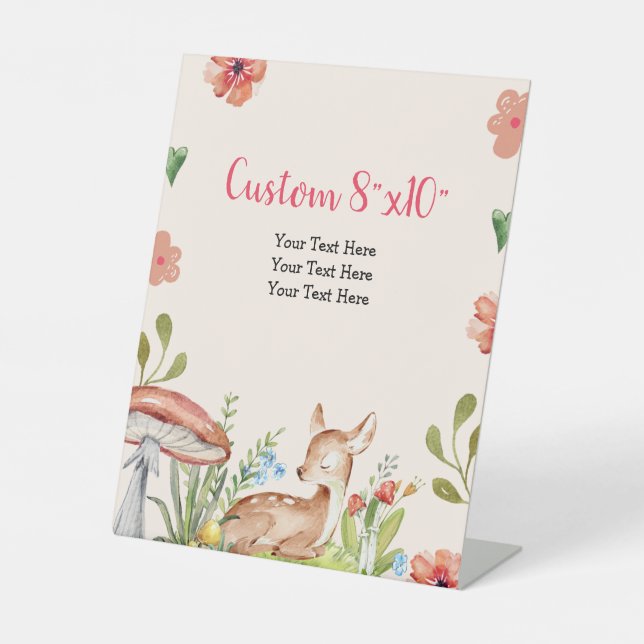 Signe De Table Oh Deer Party Décorations Texte personnalisé (Recto)