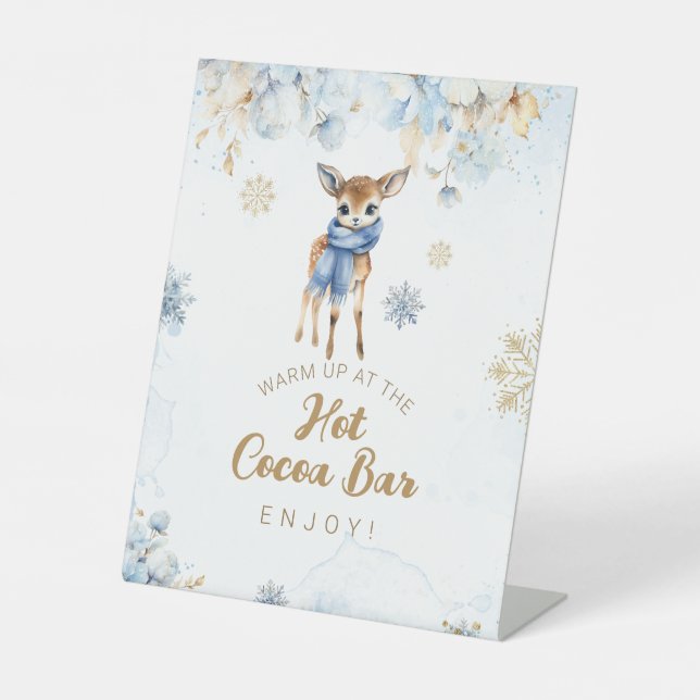 Signe De Table Oh Deer Winter Baby Boy Shower Cocoa Bar (Recto)
