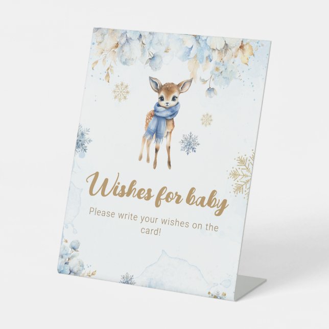 Signe De Table Oh Deer Winter Baby Boy Showings Jeu (Recto)