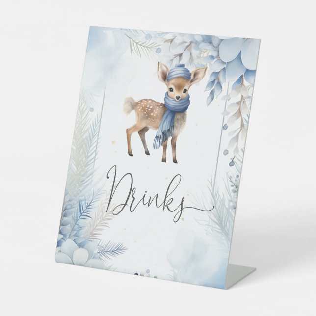 Signe De Table Oh Deer Winter Boy Baby shower Boissons (Recto)