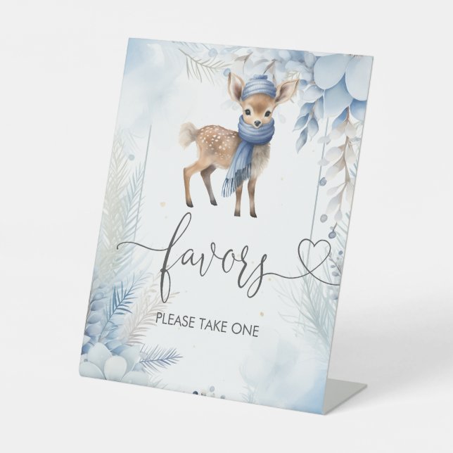 Signe De Table Oh Deer Winter Boy Baby shower Faveurs (Recto)