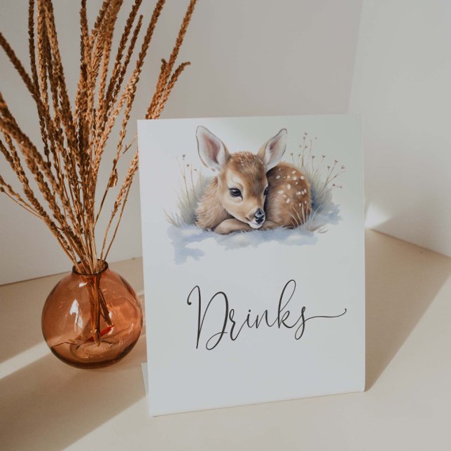 Signe De Table Oh Deer Winter Woodland Baby shower Boissons (Créateur téléchargé)