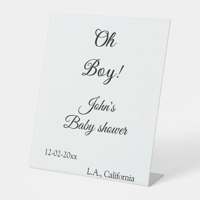 Signe De Table oh garçon fille baby shower ajouter nom date année (Recto)