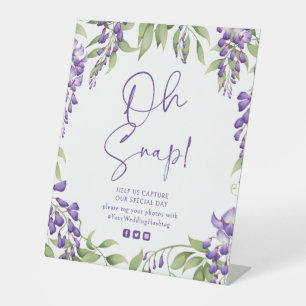 Signe De Table Oh Snap Purple Wisteria Floral Script Mariage
