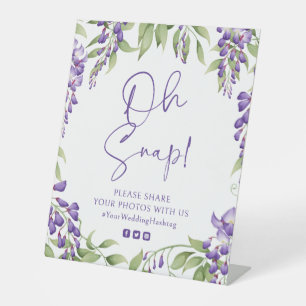 Signe De Table Oh Snap Purple Wisteria Floral Script Mariage