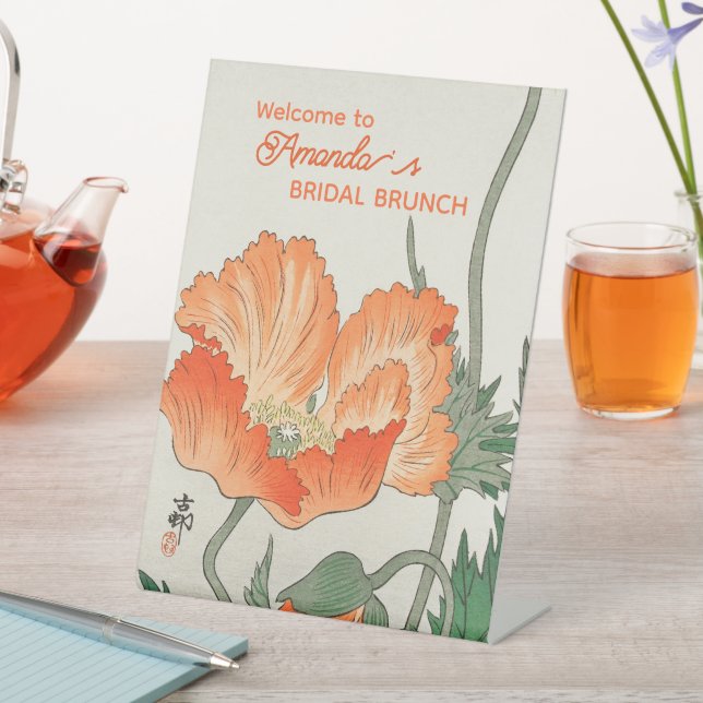 Signe De Table Ohara Koson, Orange Poppy - Brunch nuptial Bienven (In SItu)