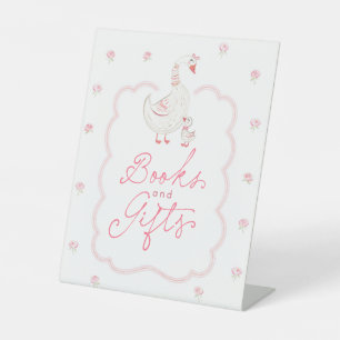Signe De Table Oie Silencieuse Fleurs Roses Livres et Cadeaux de