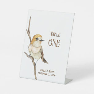 Signe De Table Oiseau Jaune Sur Une Boulette De Branche