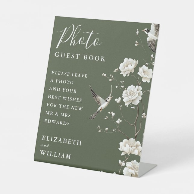 Signe De Table Olive Green Chinoiserie Photo Mariage du livre d'i (Recto)