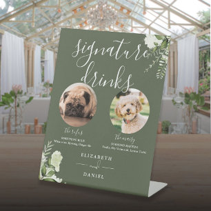 Signe De Table Olive Green Mariage Animaux de compagnie Chien Sig