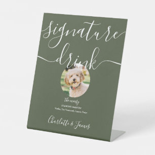 Signe De Table Olive Green Mariage Animaux de compagnie Signature
