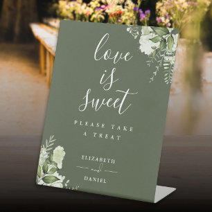 Signe De Table Olive Vert Floral Végétation L'Amour Est Une Bonne