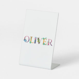 Signe De Table OLIVER Prénom Élégant brodé