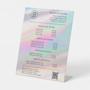 Signe De Table Opale iridescente holographique Tarification