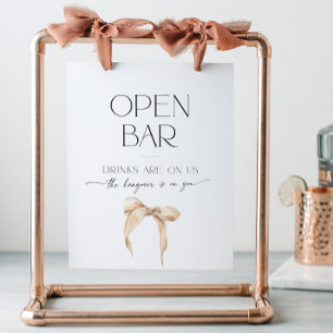 Signe De Table Open Bar Bow Fête des mariées beige caressant le n