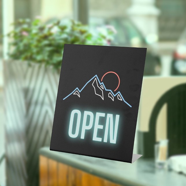 Signe De Table Open de Neon Mountain Range (Créateur téléchargé)