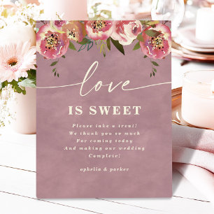 Signe De Table Ophelia Dusty Pink Floral Love is Sweet Mariage