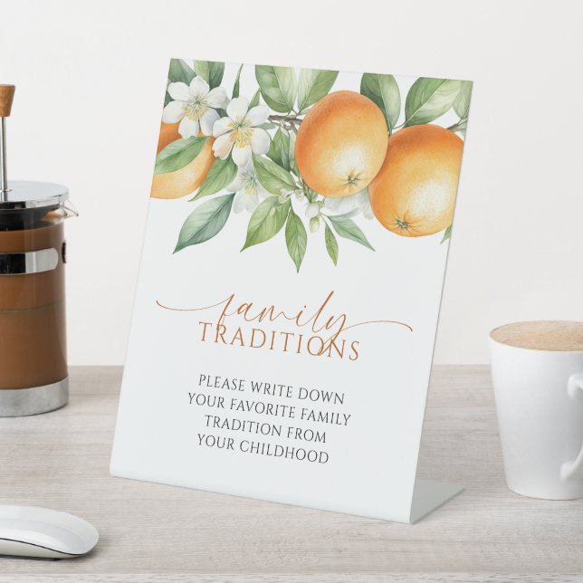 Signe De Table Orange Floral Traditions Familiales Préférées Jeu (In SItu)