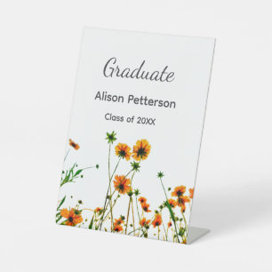 Signe De Table Orange jaune fleur sauvage moderne graduatie rusti