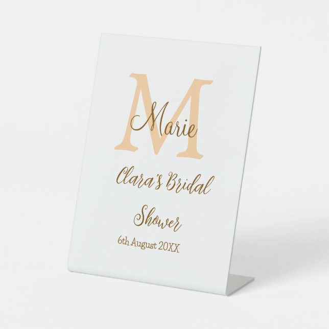Signe De Table Orange monogramme douche nuptiale ajouter nom simp (Recto)