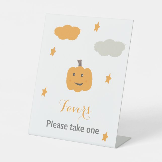 Signe De Table Orange Nos Petits Favoris D'Anniversaire Citrouill (Recto)