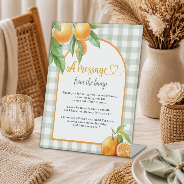 Signe De Table Oranges Un message de la grossesse Baby Shower (Créateur téléchargé)