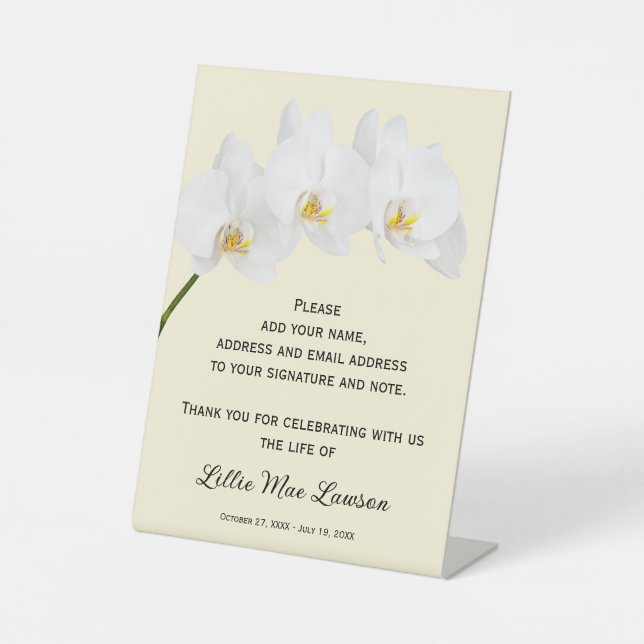 Signe De Table Orchids Celebration of Life Guest Book (Recto)