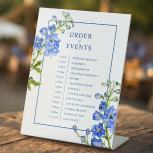 Signe De Table Ordre des événements de mariage botanique delphini