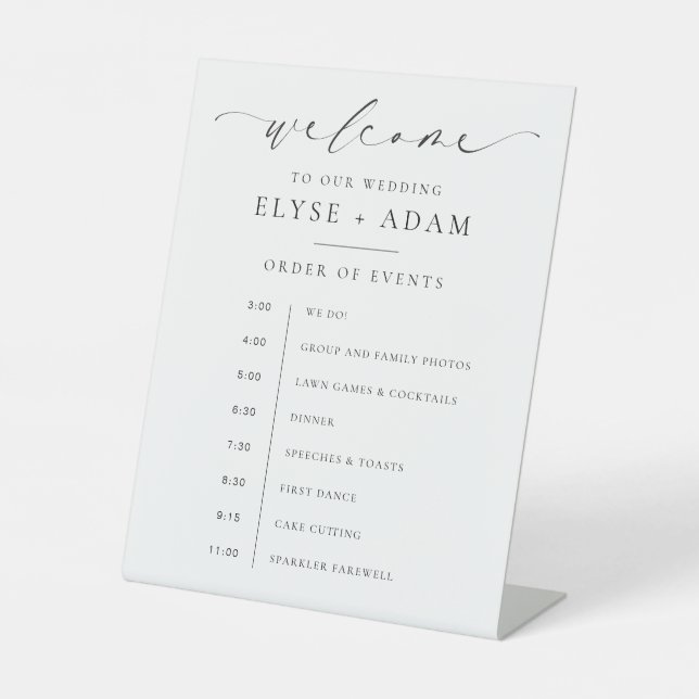 Signe De Table Ordre Des Événements Ellesmere Accueil (Recto)