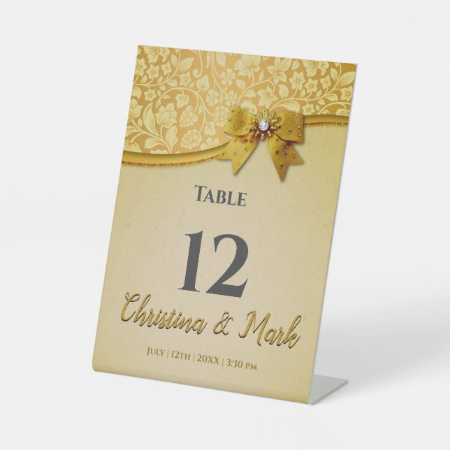 Signe De Table Ornate Elegant Retro Fleurs Abstraites et Feuilles (Recto)