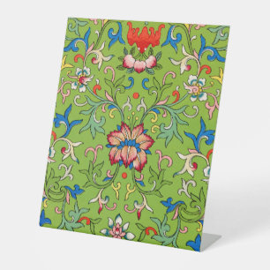 Signe De Table Ornement chinois vintage Owen Jones vert floral