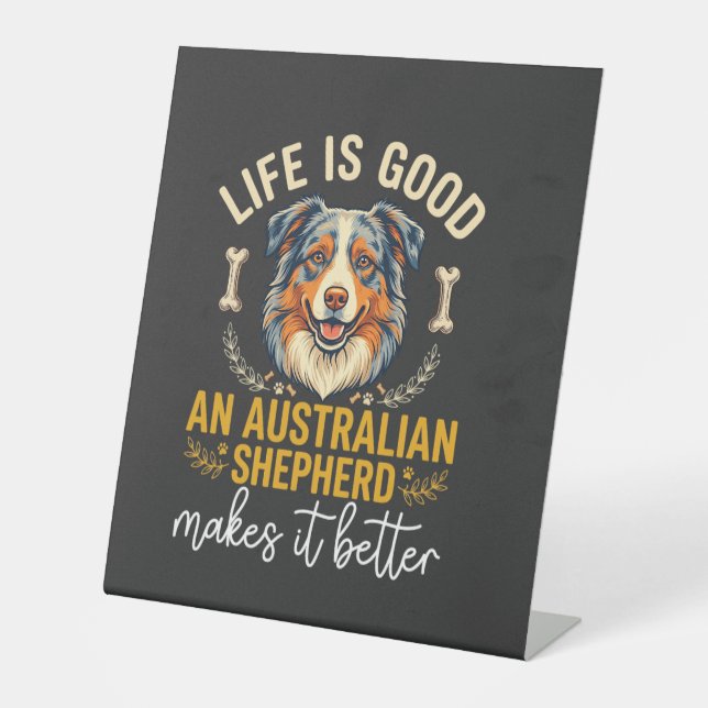 Signe De Table Os Australien Bonne Vie Bone de chien de berger (Recto)