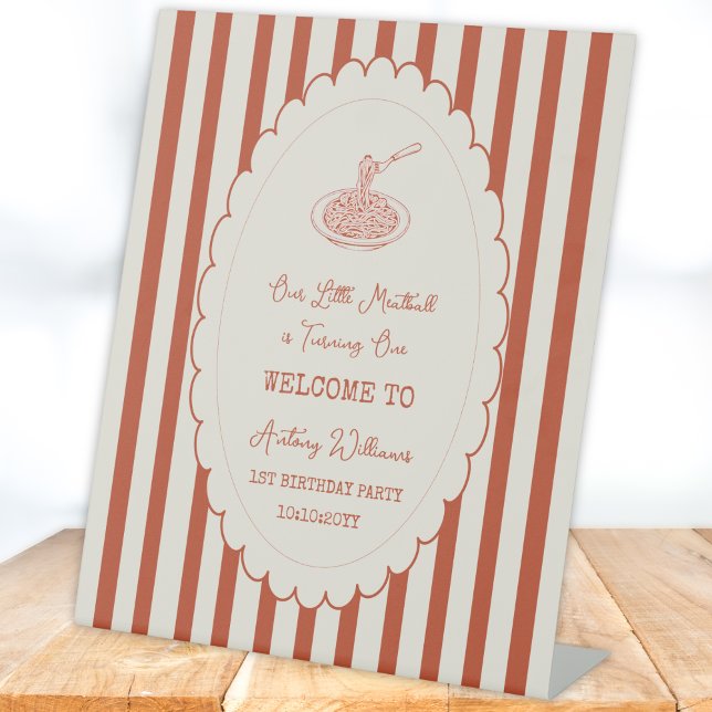 Signe De Table Our little meatball is turning one Welcome  (Créateur téléchargé)