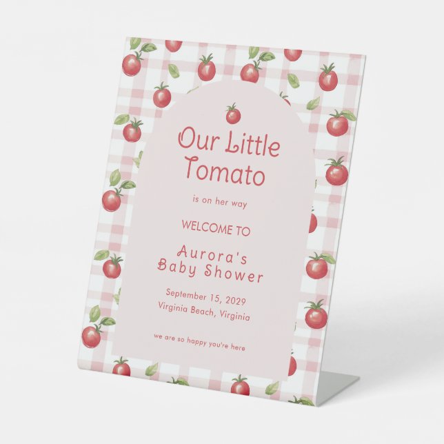 Signe De Table Our Little Tomato Baby Shower Welcome  (Recto)