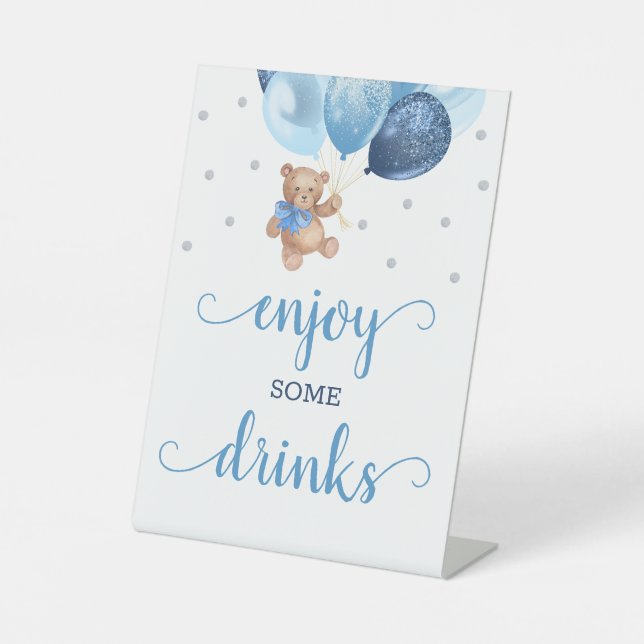 Signe De Table Ours en peluche Profitez de quelques boissons Bar  (Recto)