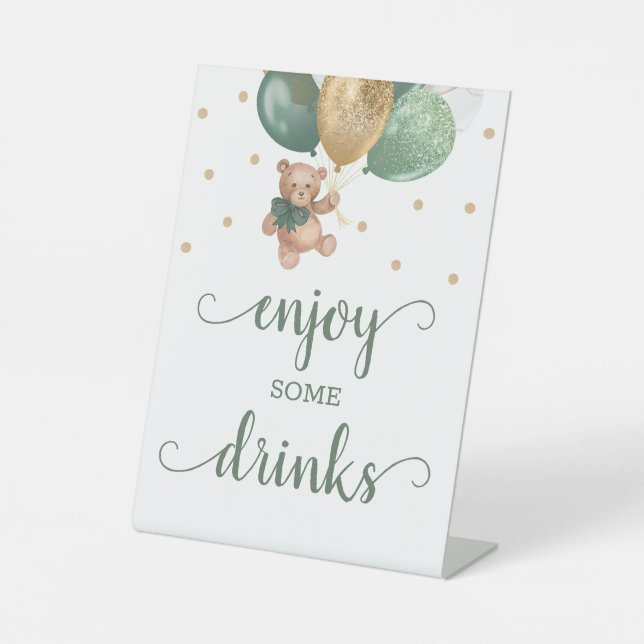Signe De Table Ours en peluche Profitez de quelques boissons Bar  (Recto)