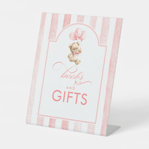 Signe De Table Ours en peluche rose pour fête de naissance Livres