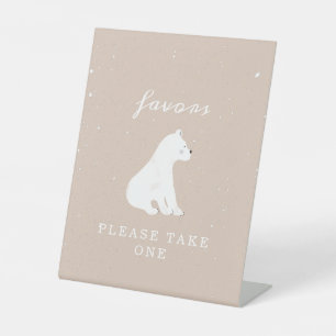 Signe De Table Ours polaire Fille de neige Baby shower Faveurs