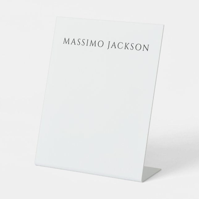 Signe De Table Own Name Calligraphy Chic Plain Simple Black White (Recto)