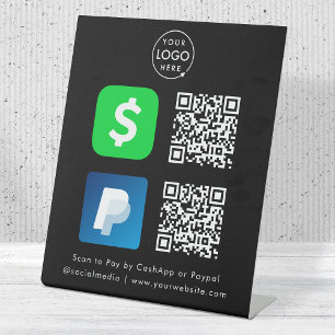 Signe De Table Paiement de code QR   CashApp Paypal numérisation 