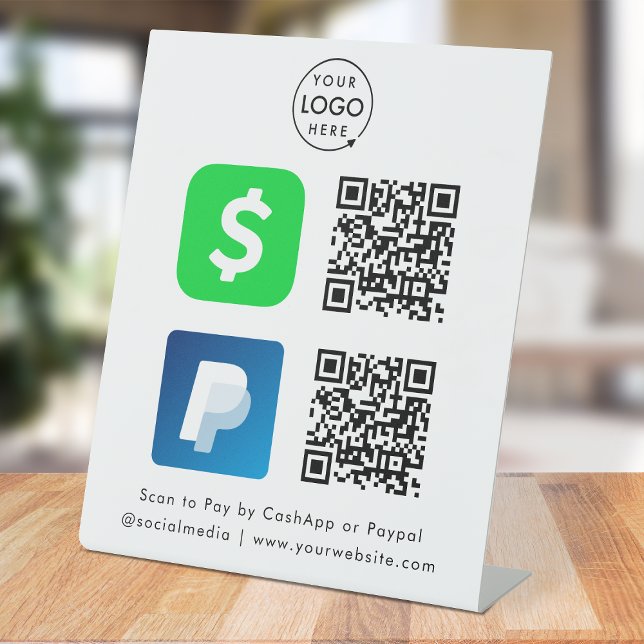 Signe De Table Paiement de code QR | Logo de numérisation Paypal  (Créateur téléchargé)