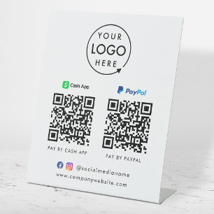 Signe De Table Paiement de code QR   Logo de numérisation Paypal 