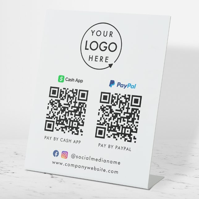 Signe De Table Paiement de code QR | Logo de numérisation Paypal  (Créateur téléchargé)