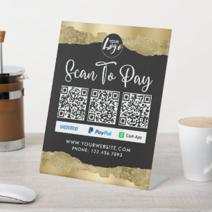 Signe De Table Paiement de code QR   Logo de numérisation vers la