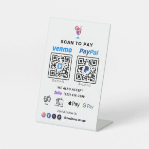 Signe De Table Paiement de code QR multiple Balayage blanc pour